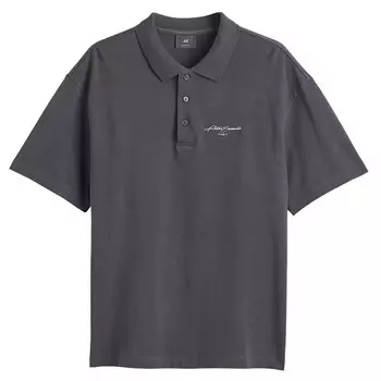 Поло H&amp;M Relaxed Fit, темно-серый