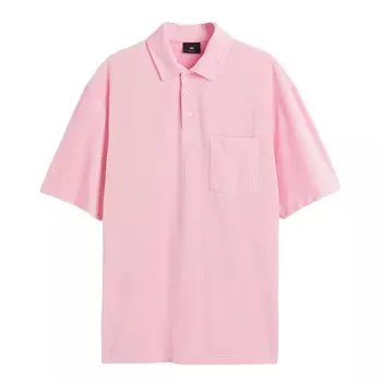 Поло H&amp;M Relaxed Fit Velour, розовый