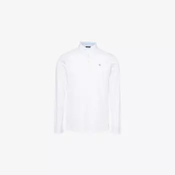 Поло Hackett с длинным рукавом из хлопкового джерси с вышитым логотипом, белый