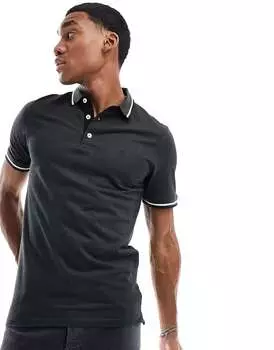 Поло хаки с логотипом и пике приталенного кроя Jack & Jones