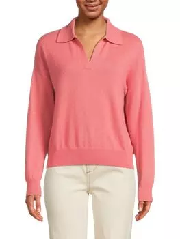 Поло из 100% кашемира с воротником Johnny Saks Fifth Avenue, цвет Muted Rose