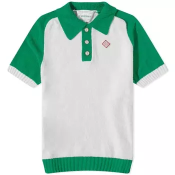 Поло из букле в стиле колор-блок Casablanca, белый/зеленый
