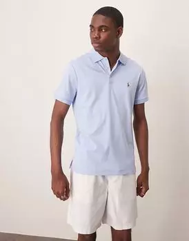 Поло из хлопка пима с логотипом Polo Ralph Lauren светло-голубого цвета