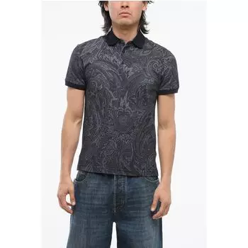 Поло из хлопка Piquet с узором пейсли Etro, Blue