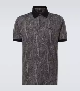 Поло из хлопка с узором пейсли Etro, Print On Black Base
