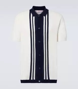 Поло из хлопка в полоску Lumina Orlebar Brown, White Sand/ Night Iris