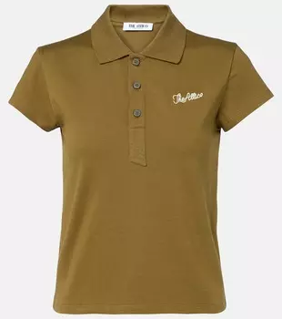 Поло из хлопкового джерси с вышитым логотипом The Attico, Military Green