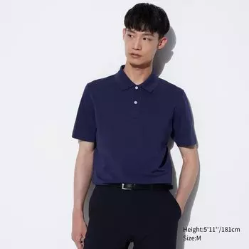 Поло из хлопкового пике AIRism UNIQLO, синий