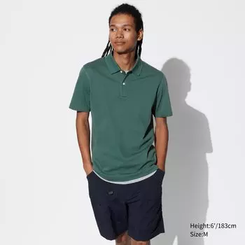 Поло из хлопкового пике AIRism UNIQLO, зеленый