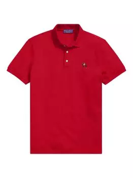 Поло из хлопкового пике со стоячей лошадью Ralph Lauren Purple Label, красный
