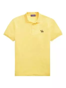 Поло из хлопкового пике со стоячей лошадью Ralph Lauren Purple Label, желтый