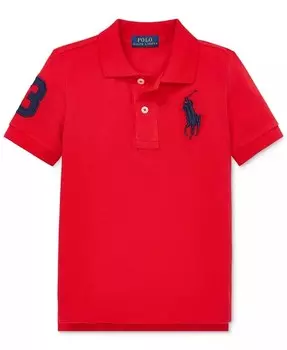 Поло из хлопковой сетки Big Pony для малышей и маленьких мальчиков Polo Ralph Lauren, синий