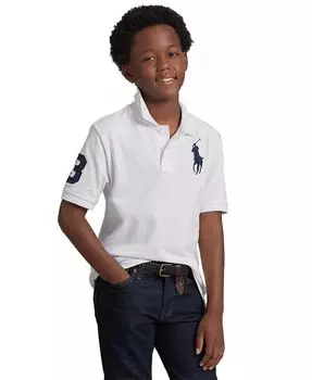 Поло из хлопковой сетки с короткими рукавами Big Boys Big Pony Polo Ralph Lauren, белый