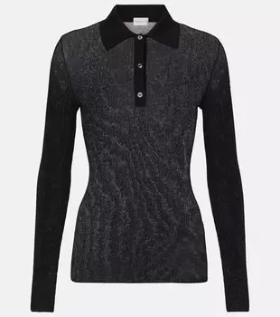 Поло из хлопковой ткани с рубчиком Moncler, 999 - Black