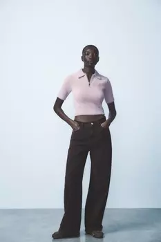 Поло из искусственного меха ZARA, пыльно-розовый