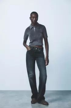 Поло из искусственного меха ZARA, темно-серый
