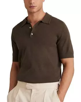 Поло из мериносовой шерсти REISS, коричневый