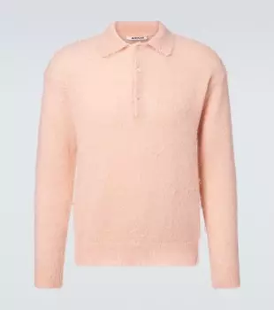 Поло из мохера и шерсти Auralee, Pink Beige