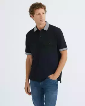 Поло из пике для мужчин с коротким рукавом, классический крой Armani Exchange, темно-синий