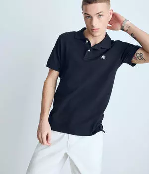 Поло из пике с логотипом A87 Aeropostale, черный