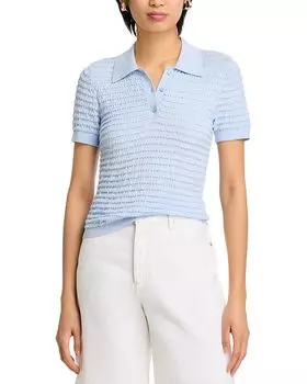 Поло из плиссированного шелка FRAME, синий