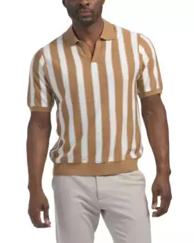 Поло из смесовой шерсти с короткими рукавами и вертикальными полосками Magaschoni, цвет Multicolor