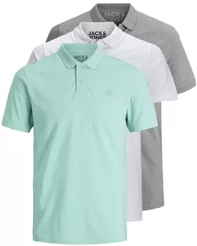 Поло Jack & Jones 3er Set, цвет Aqua/White/Grey