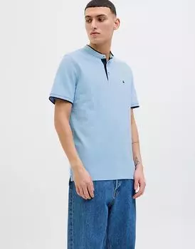 Поло Jack & Jones из ткани шамбре синего цвета