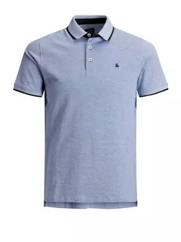 Поло Jack & Jones Polo Shirt JJEPAULOS Sommer Hemd Kragen Pique Cotton, светло-синий
