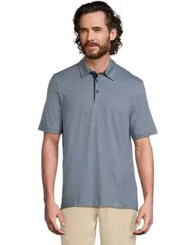 Поло Johnston & Murphy Fine Stripe Polo, цвет Light Blue/Navy