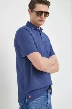 Поло льняного оттенка Polo Ralph Lauren, темно-синий