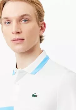 Поло Lacoste Sport, blanc bleu jaune isq