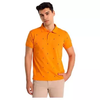 Поло Lois Jeans Mini Print Leaves, оранжевый