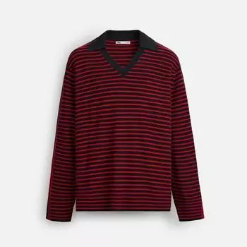 Поло-лонгслив Zara Striped Knit Limited Edition, красный/черный