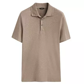 Поло Massimo Dutti Contrast Short Sleeve Cotton, серо-бежевый