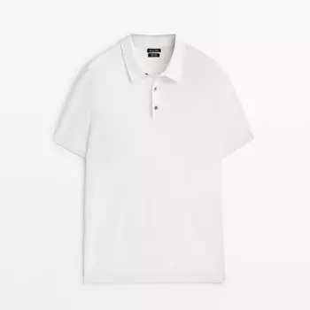 Поло Massimo Dutti Short Sleeve Cotton Sweater, белый