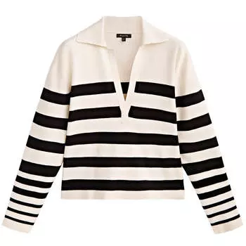 Поло Massimo Dutti Striped, черный/кремовый