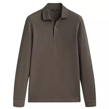 Поло Massimo Dutti Textured Cotton Long Sleeve, серо-бежевый