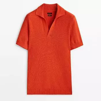 Поло Massimo Dutti Textured Short, оранжевый