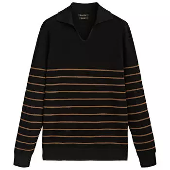 Поло Massimo Dutti Textured Striped Cotton, черный