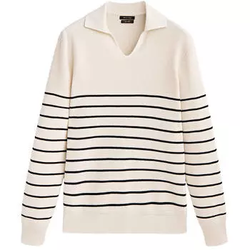 Поло Massimo Dutti Textured Striped Cotton, кремовый