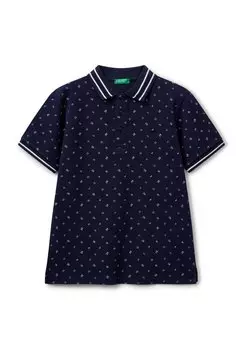 Поло MICRO PATTERNED United Colors of Benetton, синий