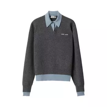 Поло Miu Miu Cashmere Wool Polo 'Grey/Blue', серый