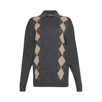 Поло Miu Miu Long-Sleeve Knit Polo, серый