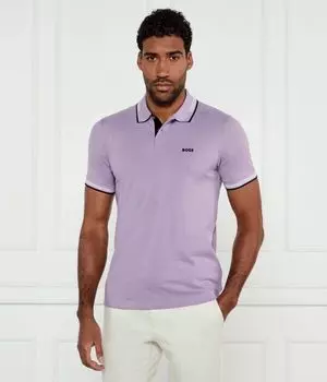 Поло мужское Boss Green облегающего кроя с окантовкой, лавандовый