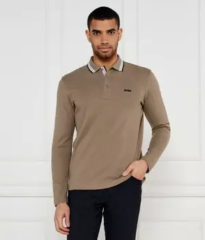 Поло мужское Boss Green с длинным рукавом, коричневый