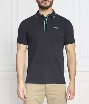 Поло мужское Boss Green с контрастным воротником, синий