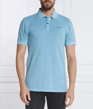 Поло мужское Boss Orange Прайм облегающего кроя, голубой