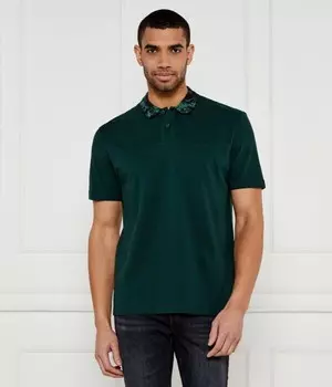 Поло мужское Boss Orange с воротником с принтом, зеленый