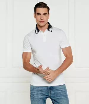 Поло мужское Guess Jeans с контрастным воротником, белый